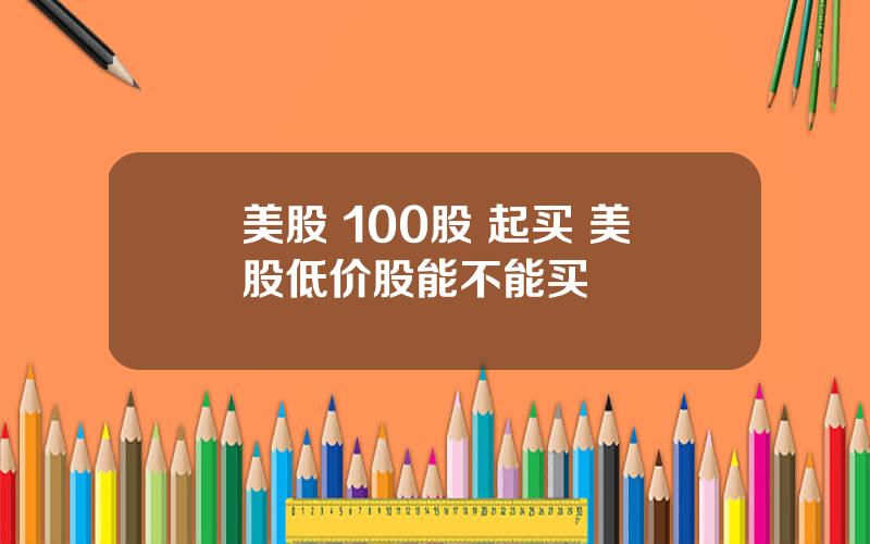 美股 100股 起买 美股低价股能不能买